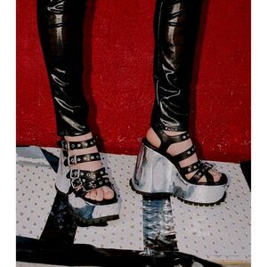 Free People X JEFFREY CAMPBELL - VOIDOID SILVER HEELS